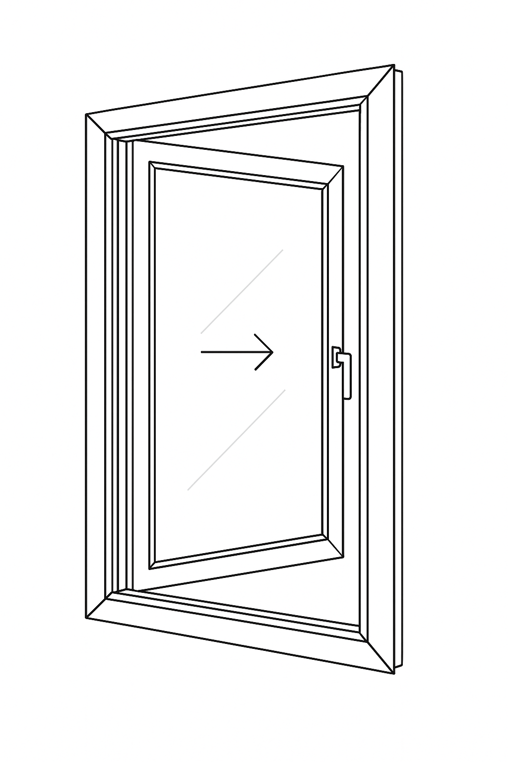 Ventana abatible de bisagra lateral